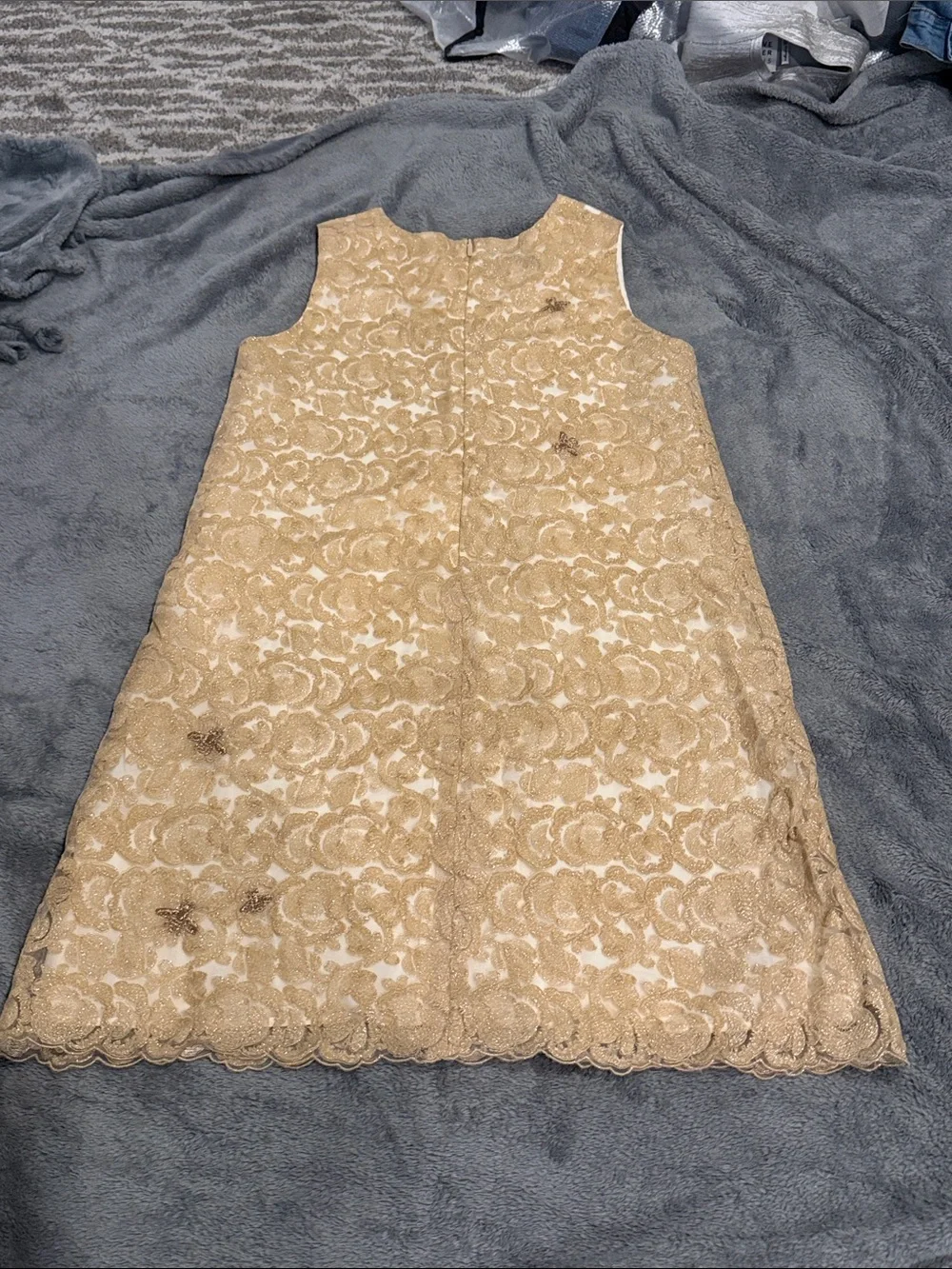 Gucci Girls' Gold Lace Shift Dress